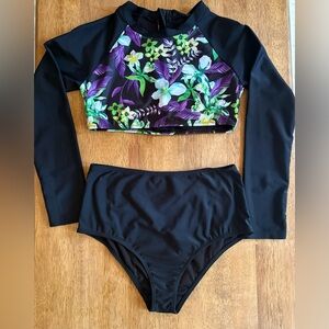 Floral Long Sleeve Bikini Set